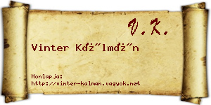 Vinter Kálmán névjegykártya
