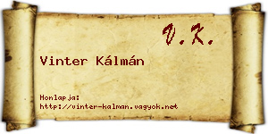 Vinter Kálmán névjegykártya